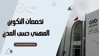 تخصصات التكوين المهني حسب المدن 2025